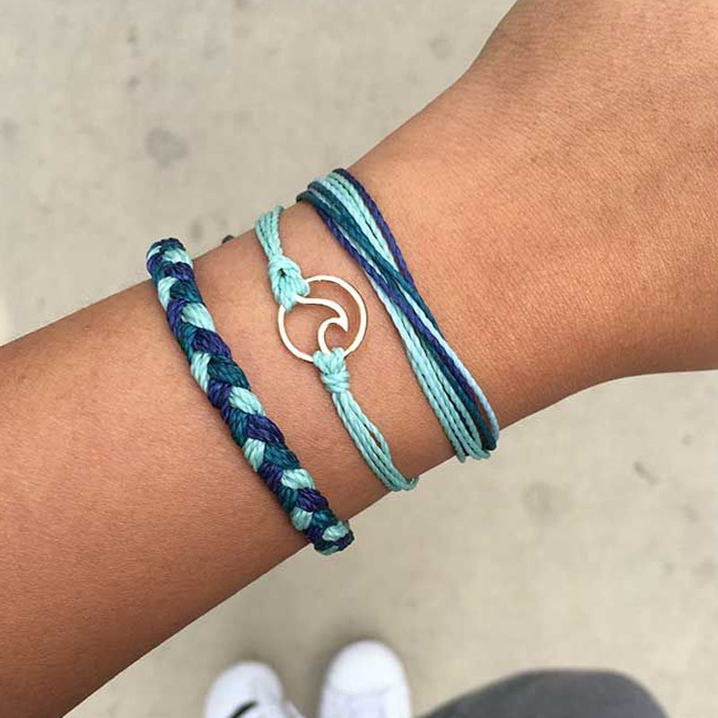 Bohemian woven bracelet wave, wave bracelet three-piece simple jewelry
